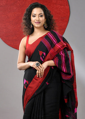 Black Cotton Saree With Blouse Piece