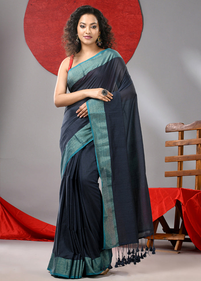 Grey Cotton Saree With Blouse Piece