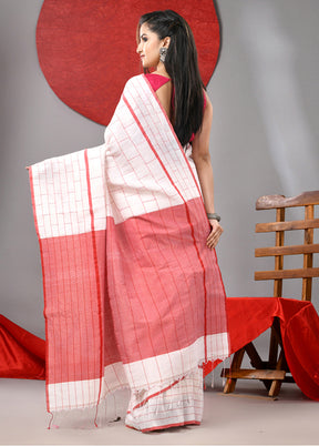 White Cotton Saree With Blouse Piece