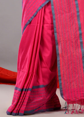 Pink Cotton Saree With Blouse Piece