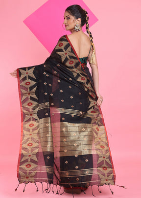 Black Cotton Saree With Blouse Piece