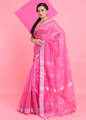 Pink Cotton Saree With Blouse Piece