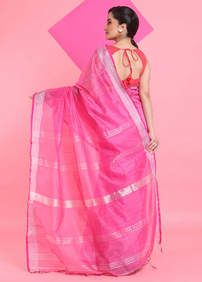 Pink Cotton Saree With Blouse Piece