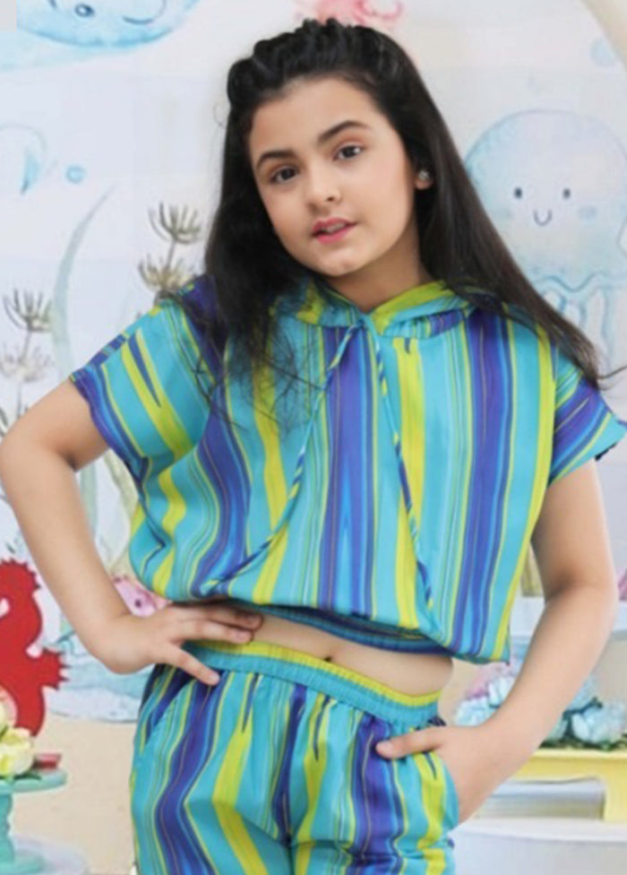 Multicolor Polireyon Cap Top And Pant For Girls - Indian Silk House Agencies