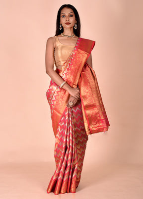 Red Dupion Silk Saree With Blouse Piece