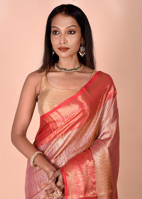 Pink Dupion Silk Saree With Blouse Piece