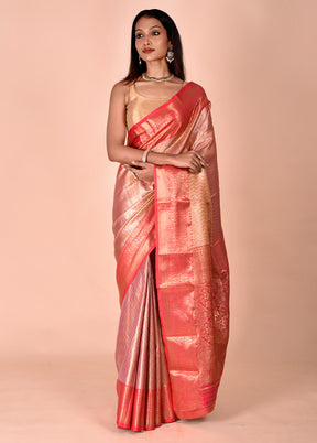 Pink Dupion Silk Saree With Blouse Piece