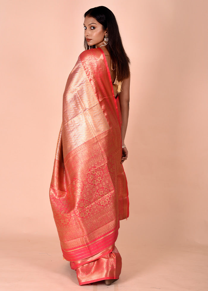 Pink Dupion Silk Saree With Blouse Piece