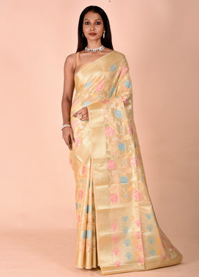 Yellow Tissue Silk Saree With Blouse Piece