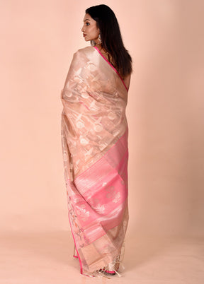 Cream Tissue Silk Saree With Blouse Piece