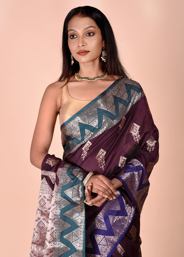 Purple Cotton Saree With Blouse Piece