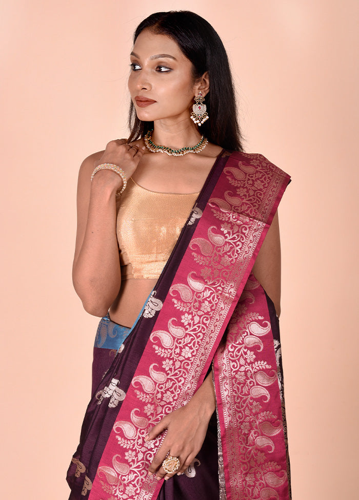 Purple Cotton Saree With Blouse Piece