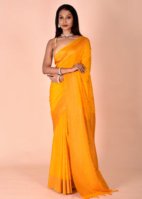 Yellow Georgette Saree With Blouse Piece