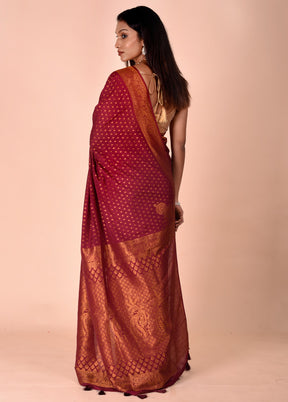 Maroon Georgette Saree With Blouse Piece