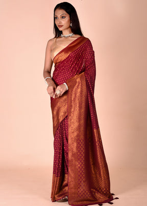 Maroon Georgette Saree With Blouse Piece