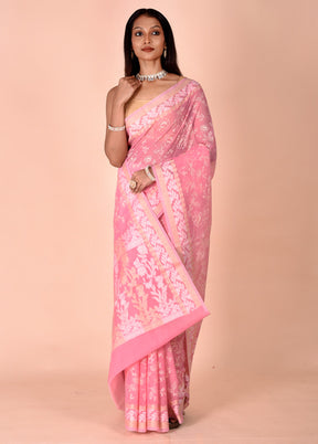 Pink Kota Cotton Saree With Blouse Piece