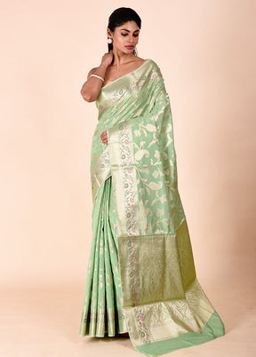 Green Kota Cotton Saree With Blouse Piece