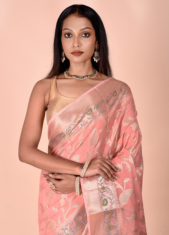 Pink Kota Cotton Saree With Blouse Piece