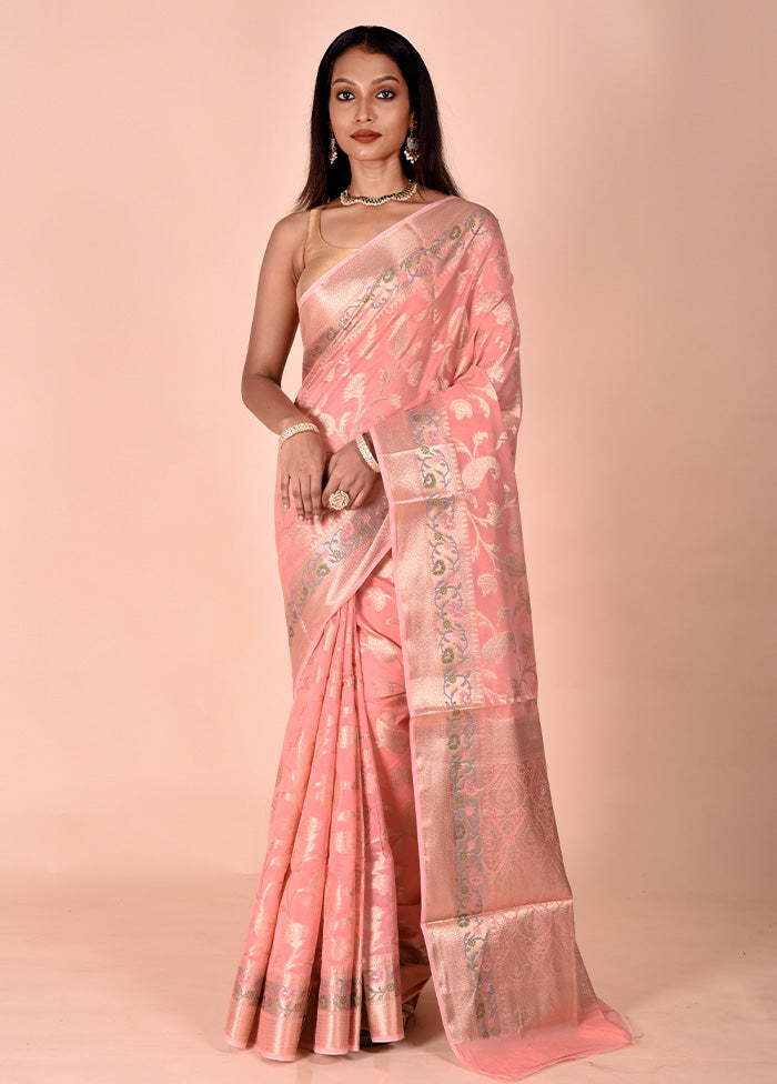 Pink Kota Cotton Saree With Blouse Piece