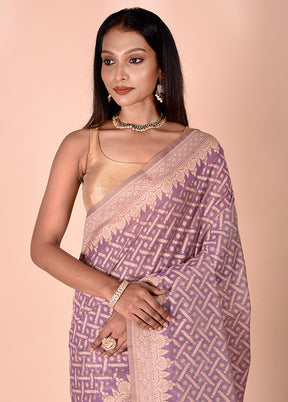 Purple Kora Silk Saree With Blouse Piece