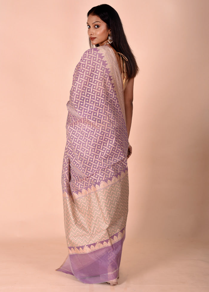 Purple Kora Silk Saree With Blouse Piece