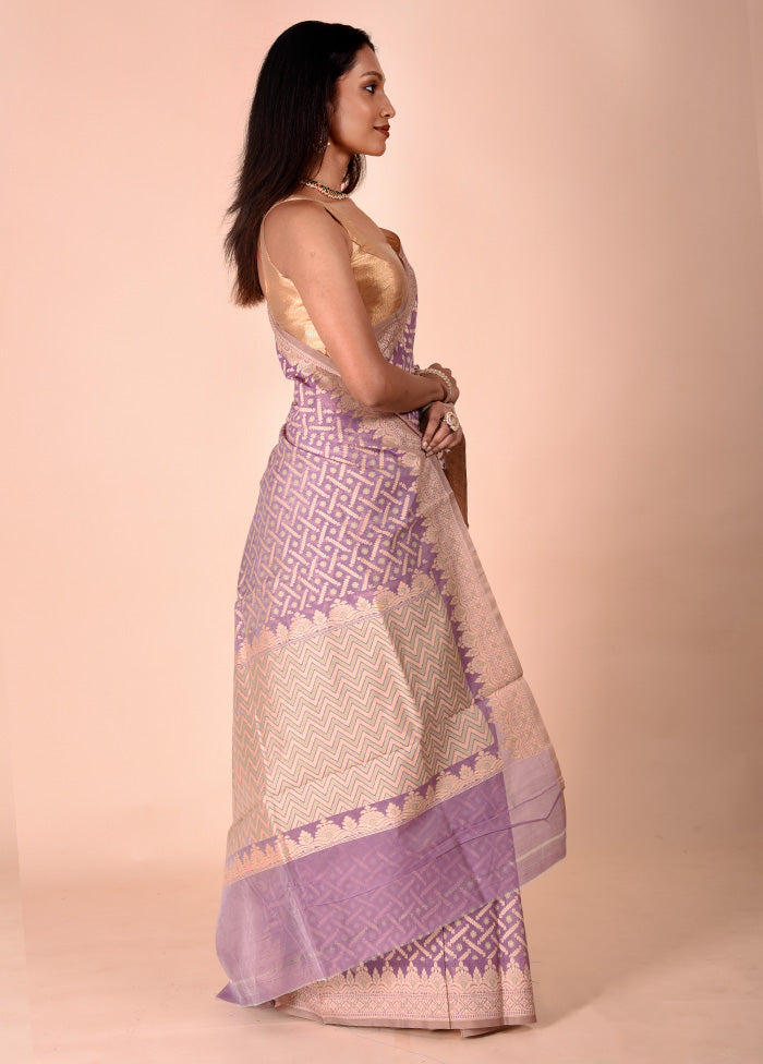 Purple Kora Silk Saree With Blouse Piece