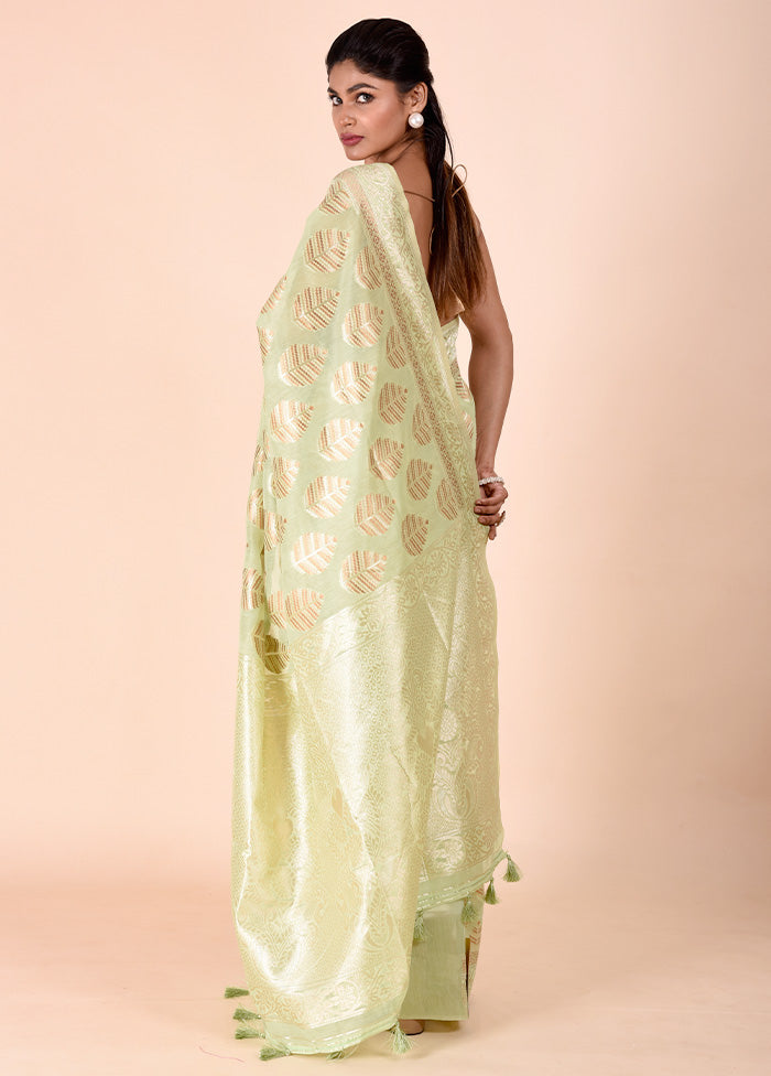 Green Kora Silk Saree With Blouse Piece