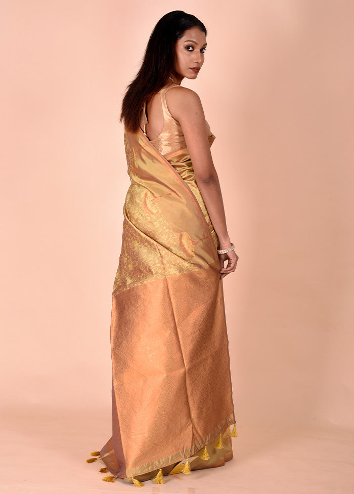 Yellow Kora Silk Saree With Blouse Piece