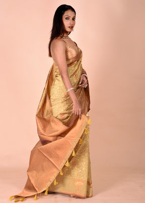 Yellow Kora Silk Saree With Blouse Piece