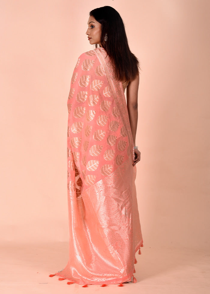 Pink Kora Silk Saree With Blouse Piece