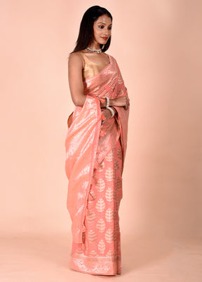 Pink Kora Silk Saree With Blouse Piece