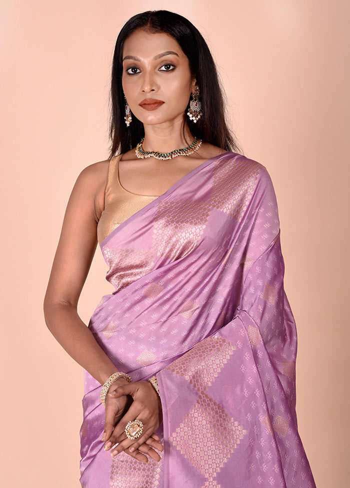 Purple Kora Silk Saree With Blouse Piece