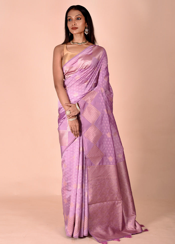 Purple Kora Silk Saree With Blouse Piece