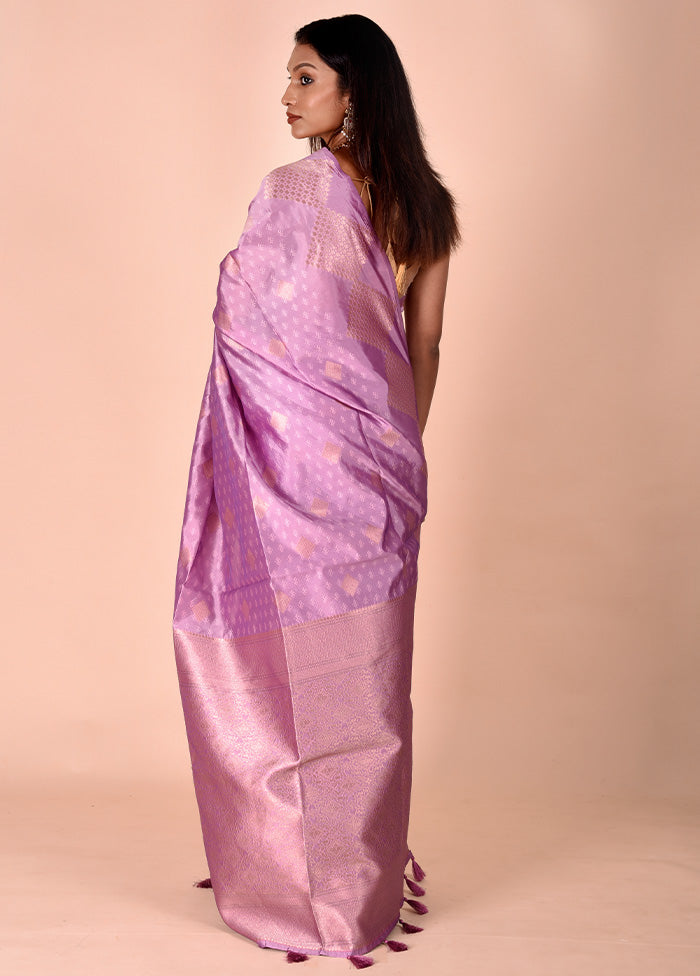 Purple Kora Silk Saree With Blouse Piece