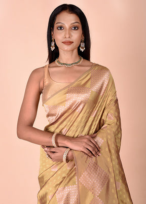 Yellow Kora Silk Saree With Blouse Piece