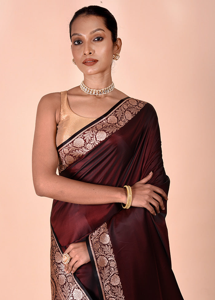 Maroon Banarasi Silk Saree With Blouse Piece