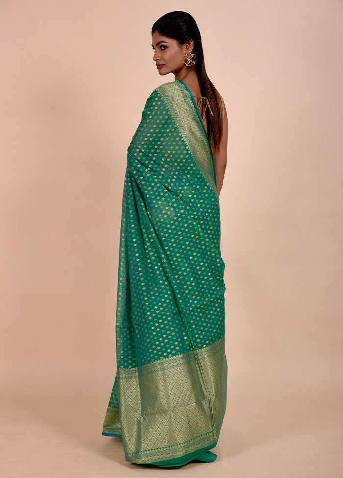 Green Kora Silk Saree With Blouse Piece