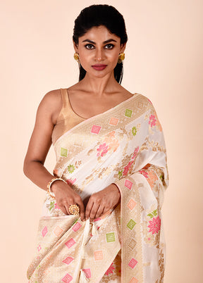 White Georgette Saree With Blouse Piece