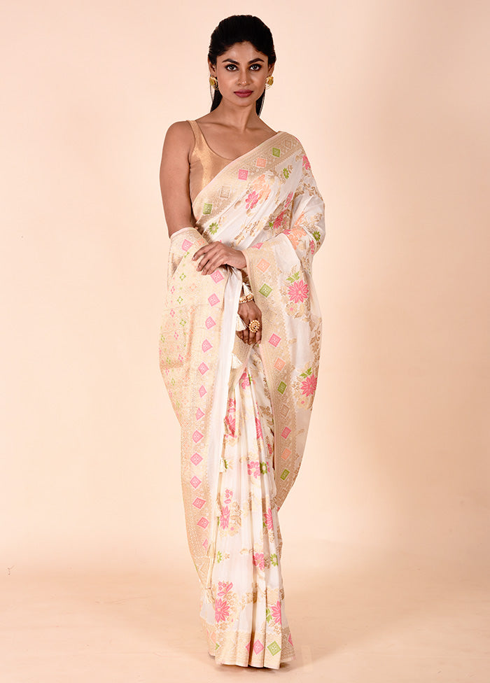 White Georgette Saree With Blouse Piece