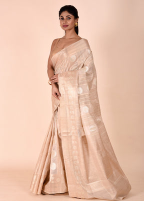 Cream Tissue Silk Saree With Blouse Piece