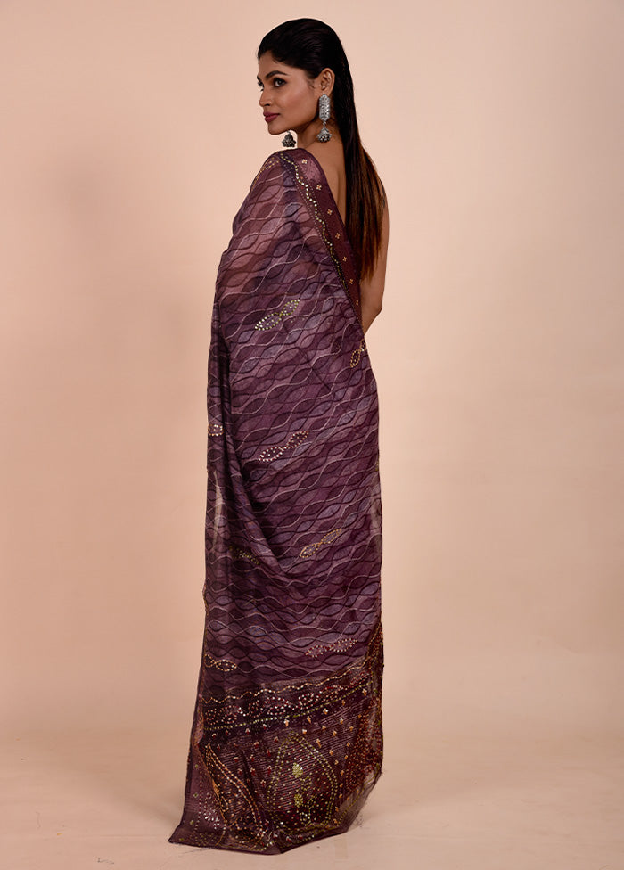 Purple Tussar Silk Saree With Blouse Piece