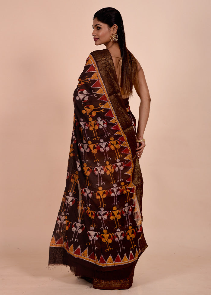 Maroon Chanderi Cotton Saree With Blouse Piece