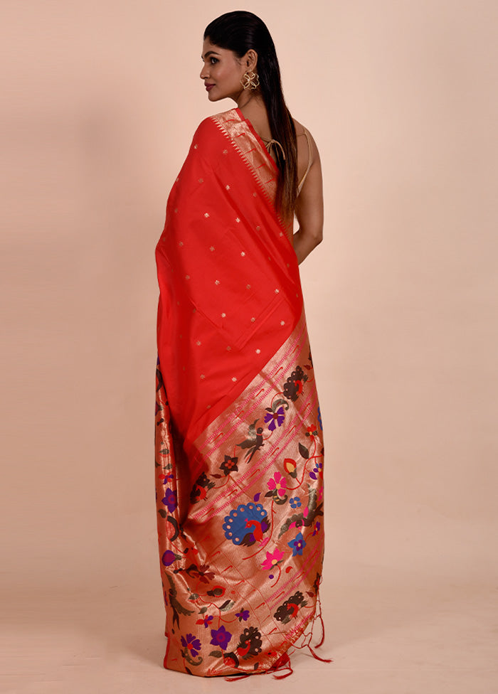 Red Dupion Silk Saree With Blouse Piece