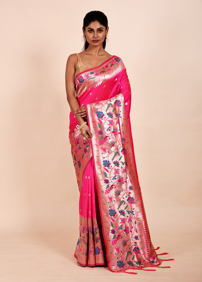 Pink Dupion Silk Saree With Blouse Piece