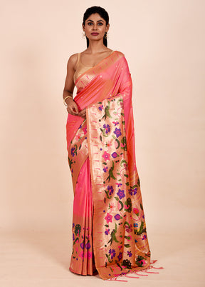 Pink Dupion Silk Saree With Blouse Piece