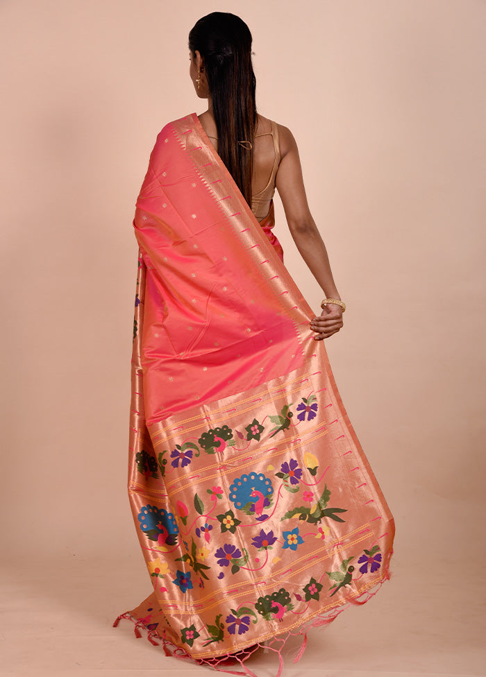 Pink Dupion Silk Saree With Blouse Piece