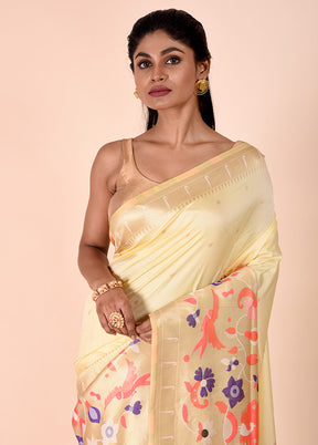 Yellow Dupion Silk Saree With Blouse Piece