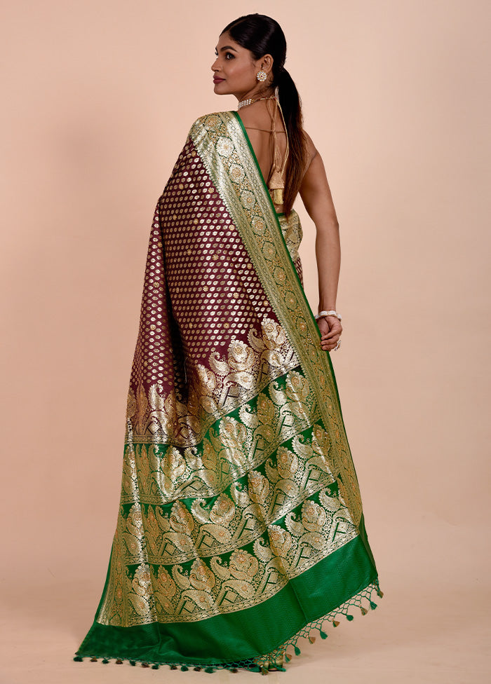 Maroon Banarasi Silk Saree With Blouse Piece