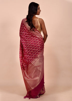 Pink Kora Silk Saree With Blouse Piece