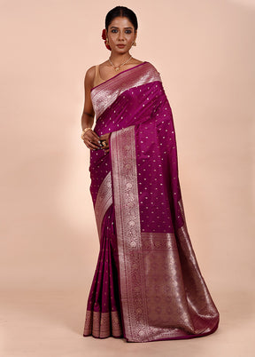 Rani Pink Katan Silk Saree With Blouse Piece